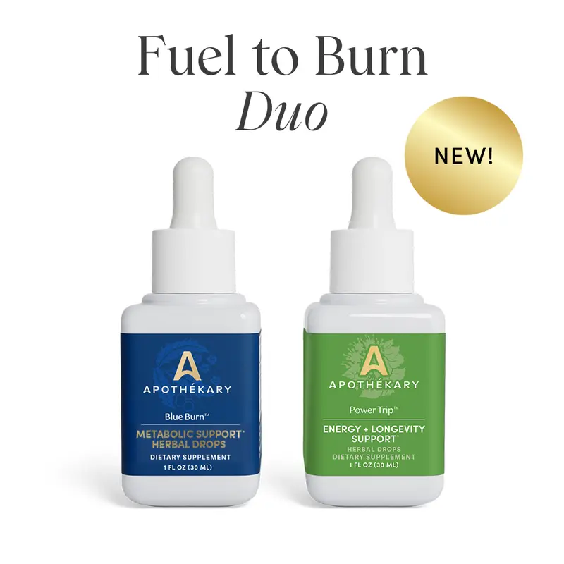 Apothékary Fuel to Burn Duo - Metabolic + Energy, NMN for NAD+ Support and Longevity Herbal Drops* | Made in the USA Longevity Supplement Natural Wellness Boost