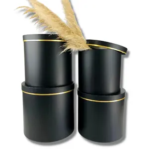 XXL Size Boxes - Set of 4, Black with Golden Rim | W9321B