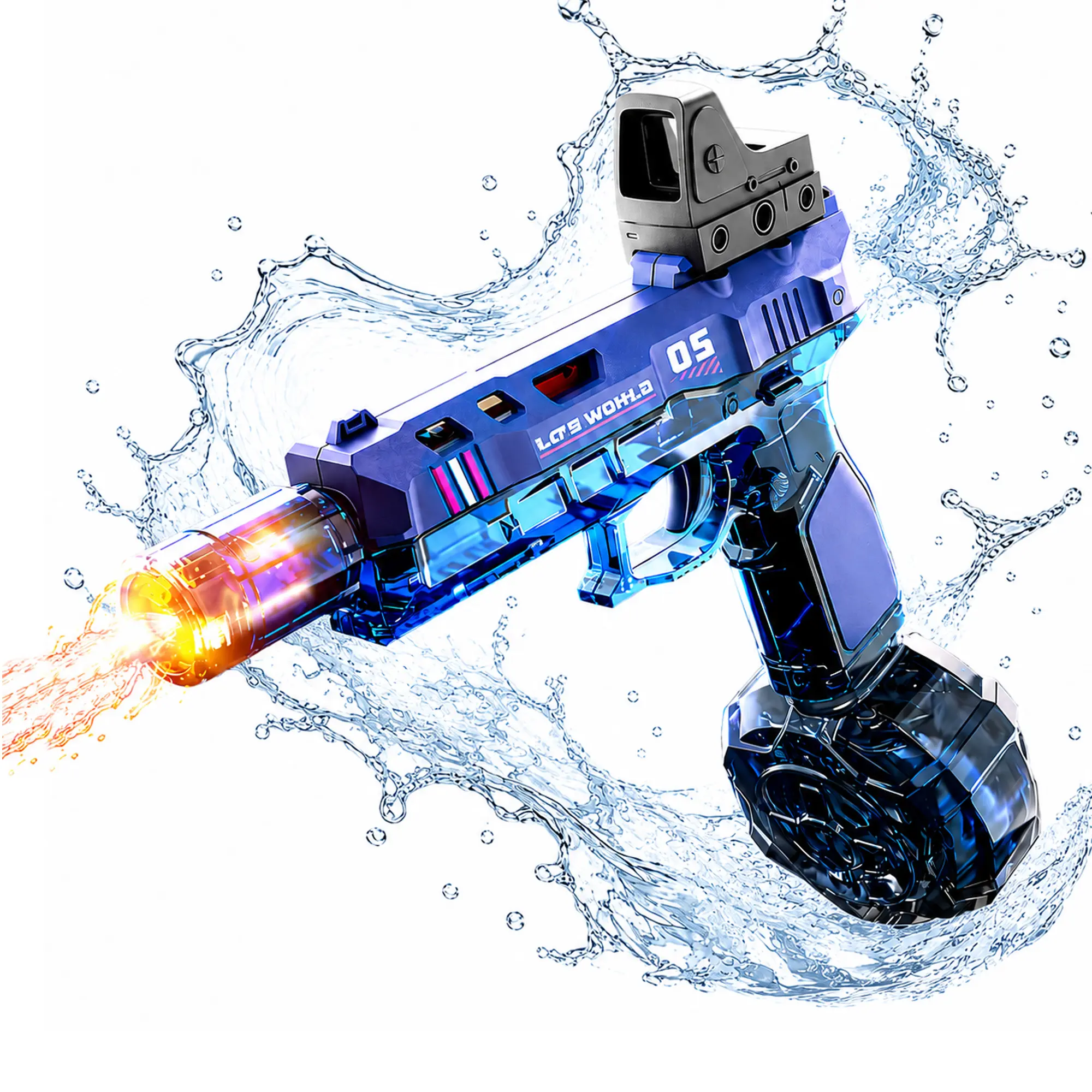 Automatic Electric Water Gun - Rechargeable Battery, LED Lights, 28-32 FT Long Range, High Capacity Water Soaker for Kids (Ages 3-12) - Outdoor Play, Summer Pool Toys
