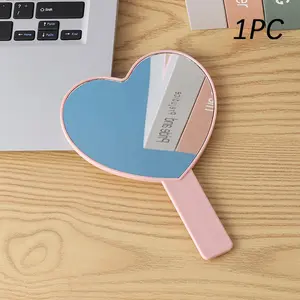 1pc Simple Handheld Mirror, Heart Shape Square Portable Small Makeup Mirror, Compact Beauty Mirror for On-The-Go Use