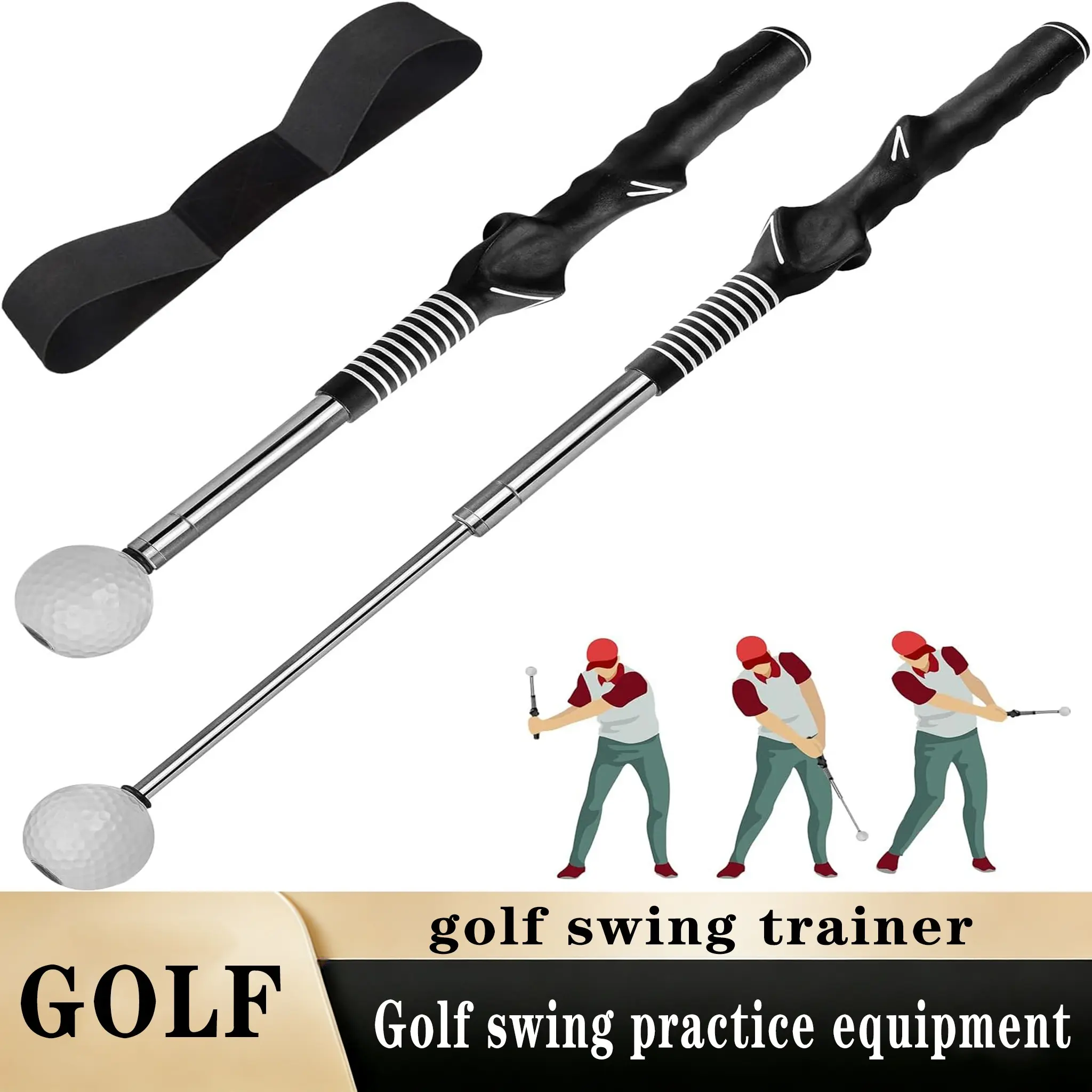 Golf Swing Training Device, Indoor Golf Practice Club, Adjustable with Sound Feedback, Corrects Golf Swing, Arm Tension Control Band, Posture Corrector, Golf Training Aids, Golf Training Accessory, Golf Training Tool, Golf Accessories, Golf Equipment