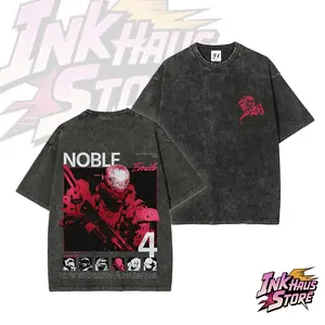 *Noble Team* design from the Halo series of games, specifically Spartan Emile-A239 (Noble 4)--Short Sleeve Cotton Unisex Retro wash Tee