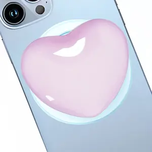 Cute Purple Heart Phone Grip Compatible with MagSafe, 3D Love Handle Magnetic Phone Grip for Kindle, iPhone, Adatper Piece Included - Phone Charm and Accessories for Girls Women