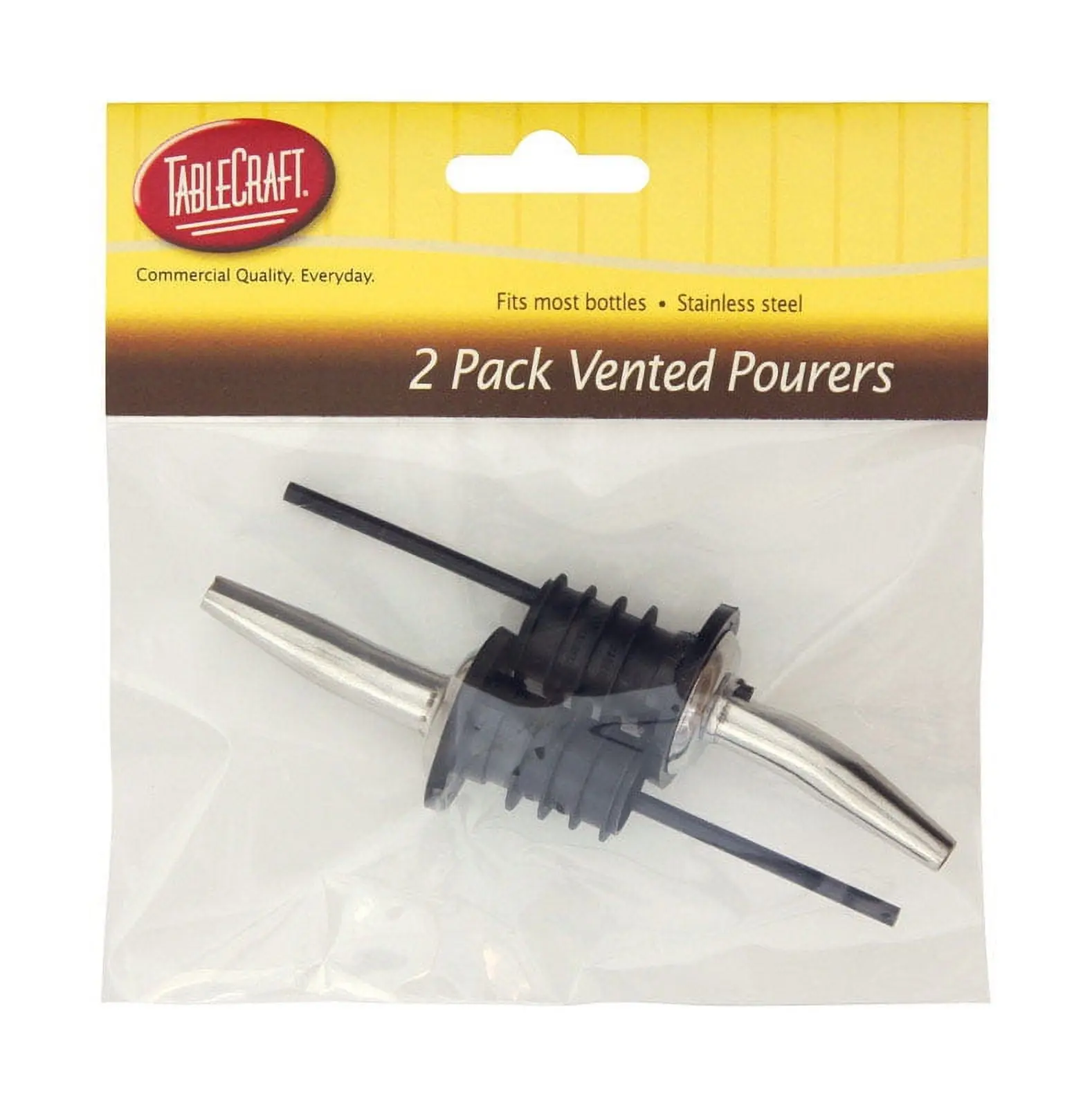 Tablecraft Vented Bottle Pourer, Stainless Steel - Black & Silver, Utensils for Kitchen, Model 6505564
