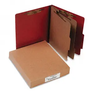 Acco 15036 25-Point Pressboard Classification Folder with Built-in Tabs, Letter Size, 6-Section, Earth Red, 10 per Box, Built-In Tabs Folders
