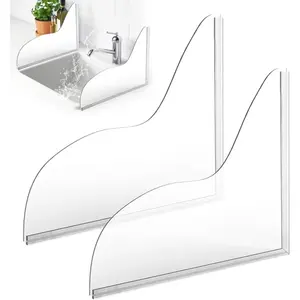 2-Pack Shower Splash Guards, Bathtub Shower Splash Guards, Self-Adhesive Waterproof Shower Guards, Prevent Water from Splashing Out of the Shower, Curved Design and Rounded Corners - Suitable for Bathtubs/Shower Areas/Sinks, Easy Installation