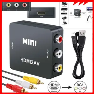 Mini HDMI to RCA AV Converter 1080P HD Composite CVBS Audio Video Adapter with 1.5m Cable for TV Splitter and Smartphone