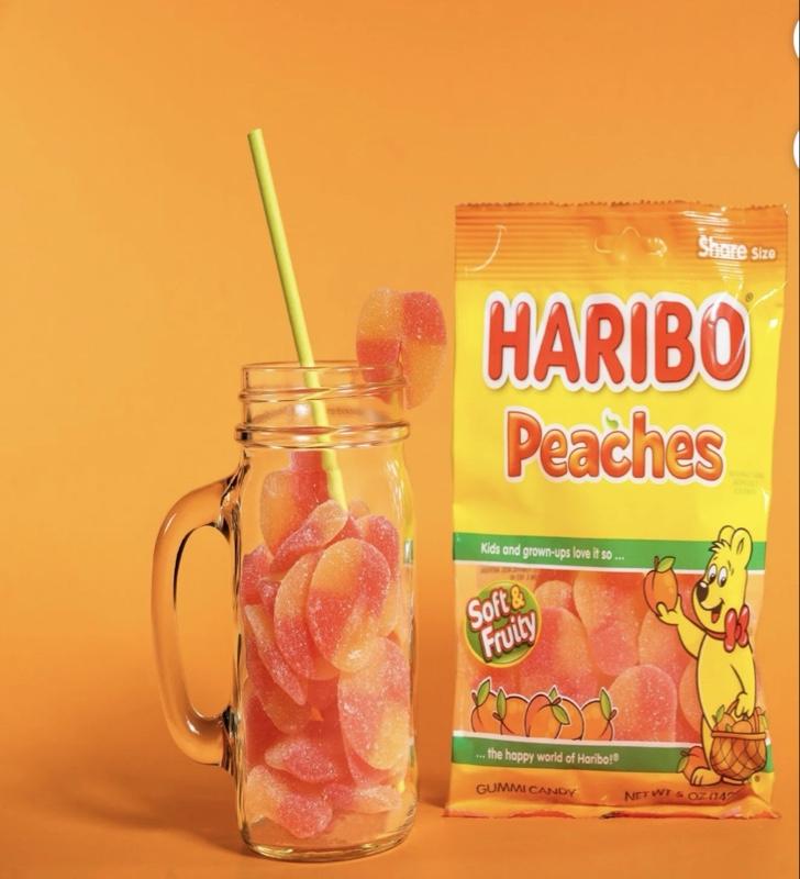 2 Pack HARIBO Peaches Gummies Fruity Peach Flavor Gummy Candy, 8 oz, Share Size Bag