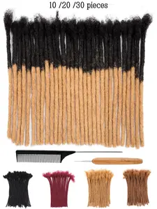 Loc Extensions Human Hair, 0.6cm Width 6-16inch 30-100 Strands 100% Human Hair Dreadlock Extensions for Men/Women, Can be Dyed Soft Dreads Extensions