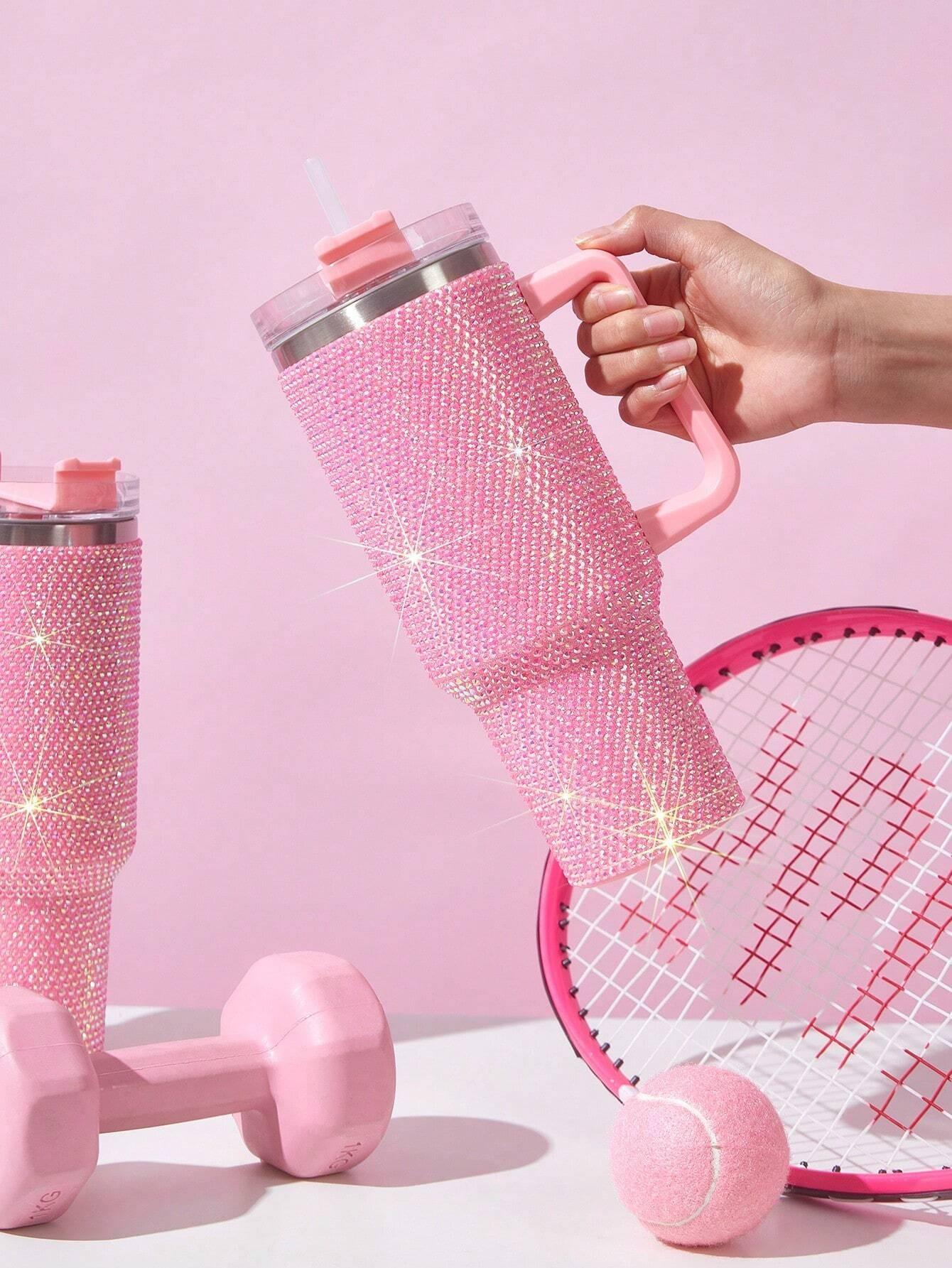 40oz Bling Rhinestones Tumbler with Handle - Sparkly Stainless Steel Water Bottle for IceCoffee, Must-Have CarAccessories & GymEssentials, Diamond Studded Cup for Women, Cute Birthday Gifts