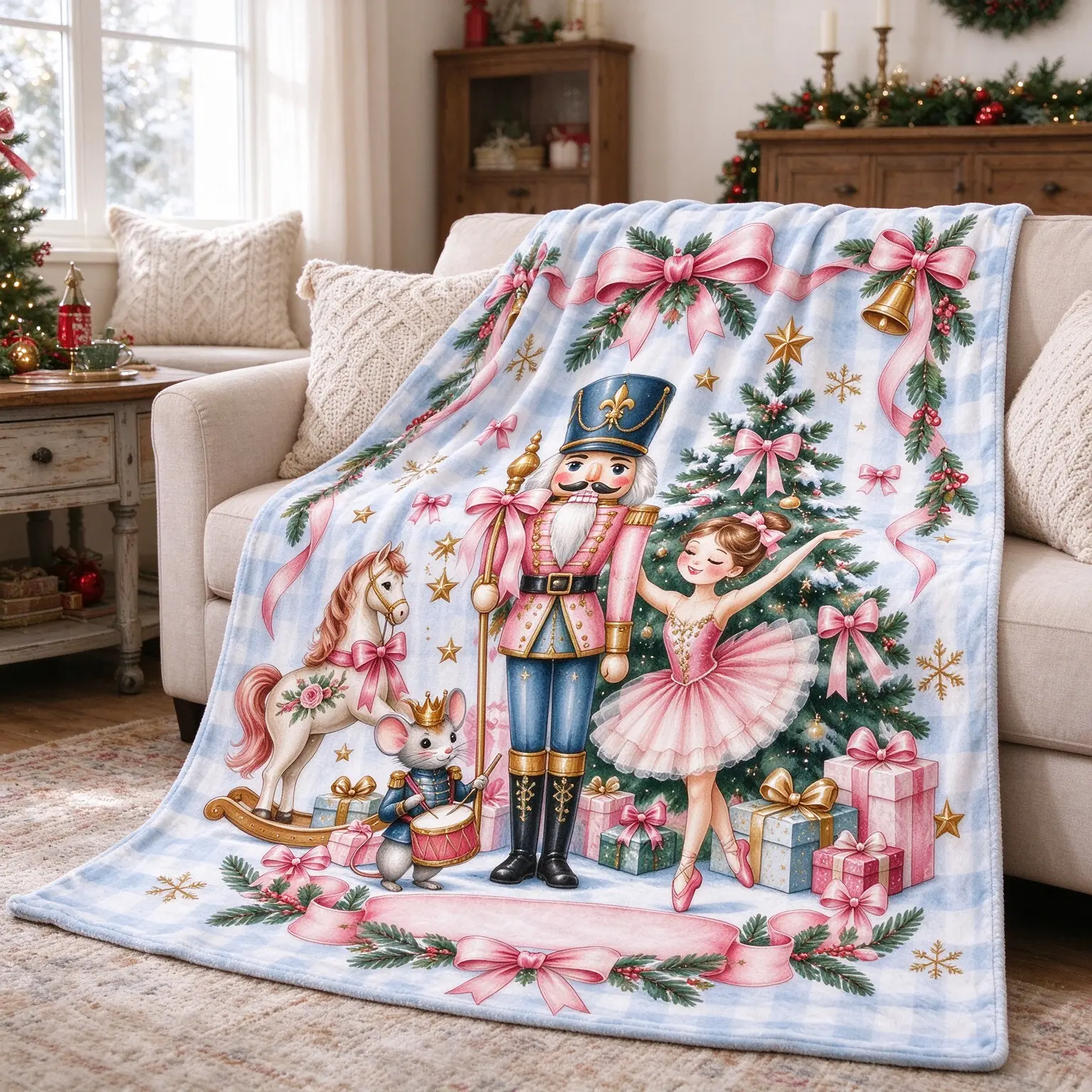nutcracker blanket, christmas throw blanket, personalized christmas blanket, nutcracker christmas blanket, ballet christmas blanket, custom name christmas blanket