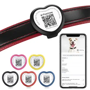 PawView Slide-On Pet ID Tag for Dogs & Cats, Personalized NFC & QR Code, Silent, Heart-Shaped, Scan Alert, APP Control