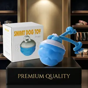 Smart Interactive Dog Toy Ball with Tug Rope, USB Rechargeable Auto Rolling Pet Ball, Durable Chew Toy for Tough Chewers & Boredom Relief