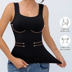 Women Solid Tank Tops Tummy Control Compression Tops Seamless Body Shaper Sleeveless Workout Camisole Various Colors Vest Womenswear
