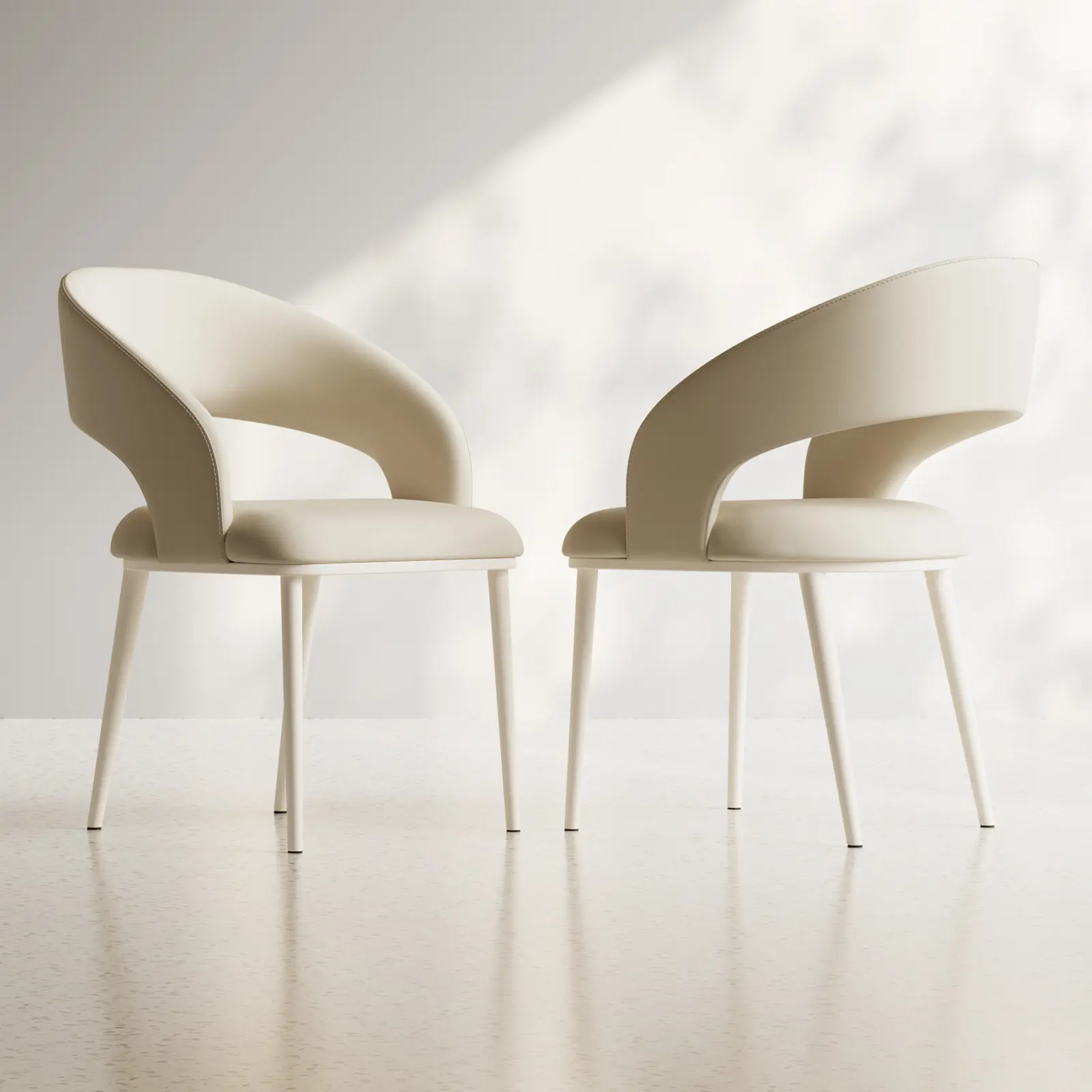 Guyii 2-Seat Armless Modern PU Leather Dining Chairs Set - Ergonomic Curved Backrest, Metal Legs, Compact Design, Assembly Required - for Kitchen, Living Room, Two Seats