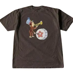 Funny Curious George Cotton T-shirt, Vintage Graphic Tee, Y2k Unisex Graphic Tees Gothic Grunge Emo Scene Amity Affliction Style Clothes Menswear Womenswear Streetwear