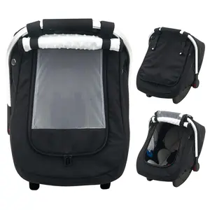 Waterproof Baby Car Seat Cover, Warm Carseat Cover for Cold Weather, Infant Car Seat Canopy with 2 Breathable Vents, 3D Mink Dot Baby Carrier Cover for Boys & Girls