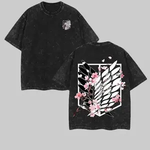 valentine shirts Eren AOT Shirt, Wings of Freedom Washed Tee, Vintage Oversized Graphic, Anime Merch 2025, Soft Menswear Top Casual Fit
