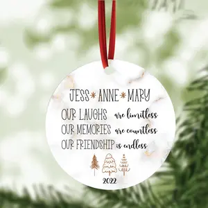 Best Friend Ornament | Personalized Gift | Custom Ornament | Best Friend Gifts | Christmas Ornaments | Christmas Gifts | Christmas Exchange Lightweight Decoration Round Satin Decor White Aluminium