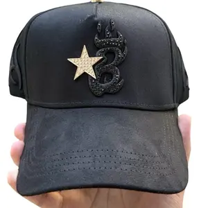 B Star Cotton Gorra High-Quality Black Cap with Unique Design and Star Emblem