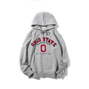 Ohio State Buckeyes Athletics Hoodie for Men Women | Retro Collegiate Team Print Pullover | White Fleece Oversized Hooded Sweatshirt with Kangaroo Pocket | Preppy Casual Streetwear for Fall Winter, Game Days & College Sports Fans