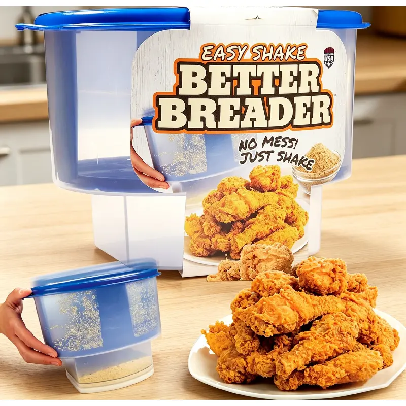 All-in-One Breading Station, Original Better Breader Mess-Free Batter Bowl, Quick Shake Coating Tool for Meat, Fish, Veggies, Seasoning Mixing Container for Party & Home Cooking, Made in the USA