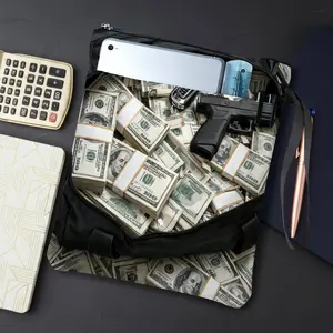 1PC Money Gun Calculator Print Book Cover with Zipper Closure - Book Protector & Storage Bag, Front Pocket for Students, Teachers, Office Supplies.