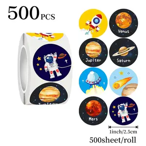 500pcs Planet Stickers Roll, 1 Inch Universe Funny Stickers for Teachers Adults Parents Classroom School Work Learning Training, Reward Incentive Labels