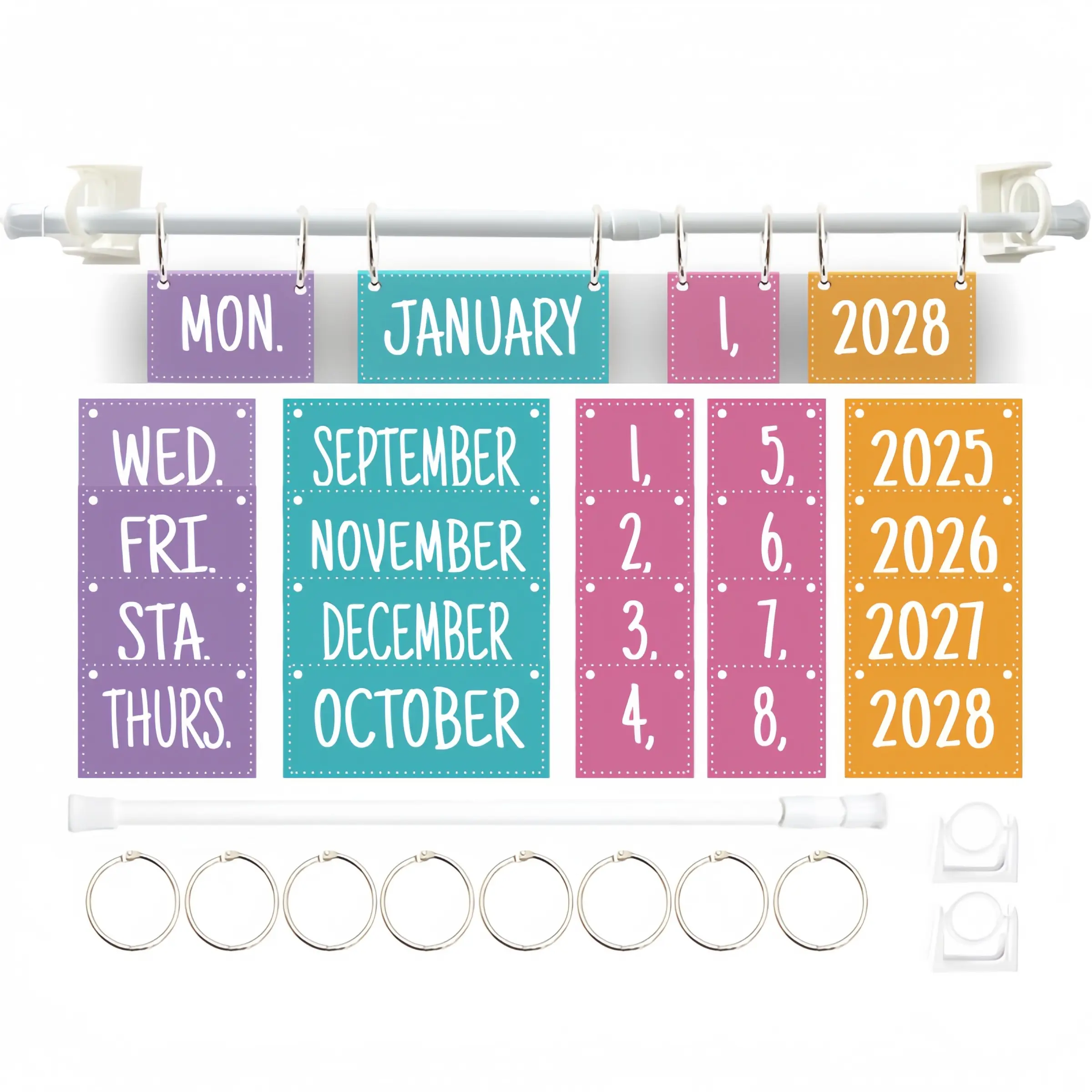 Calendar Bulletin Board Card Set, Classroom Decoration Flip Calendar, Home Classroom Decorations, Teaching Supplies, School Supplies for Teachers & Students, Easy-To-Use Design