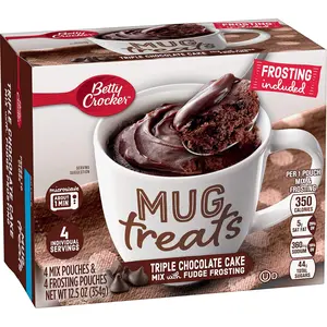 Triple Chocolate Mug Cake Mix with Fudge Frosting Quick Microwave Dessert Mix 4 Servings 12.5oz