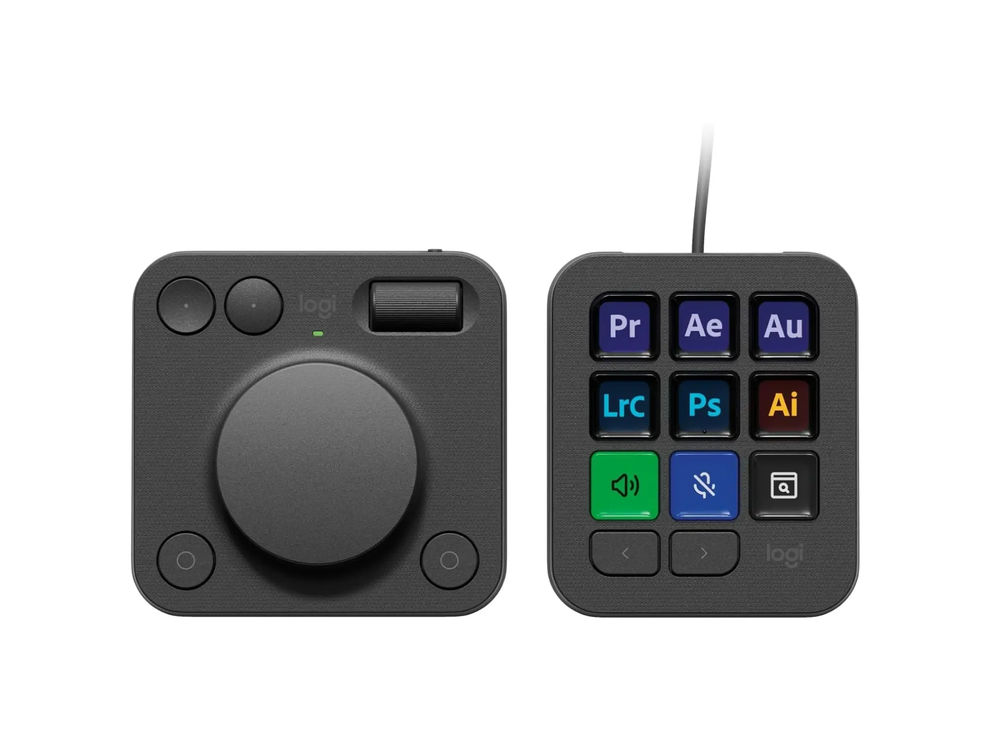 Logitech MX Creative Console - 9 Customizable LCD Keys, Control Dial for Graphic Design, Video Editing, Control Adobe, Zoom, Spotify and More - Graphite, with 3-Month Adobe Creative Cloud Membership