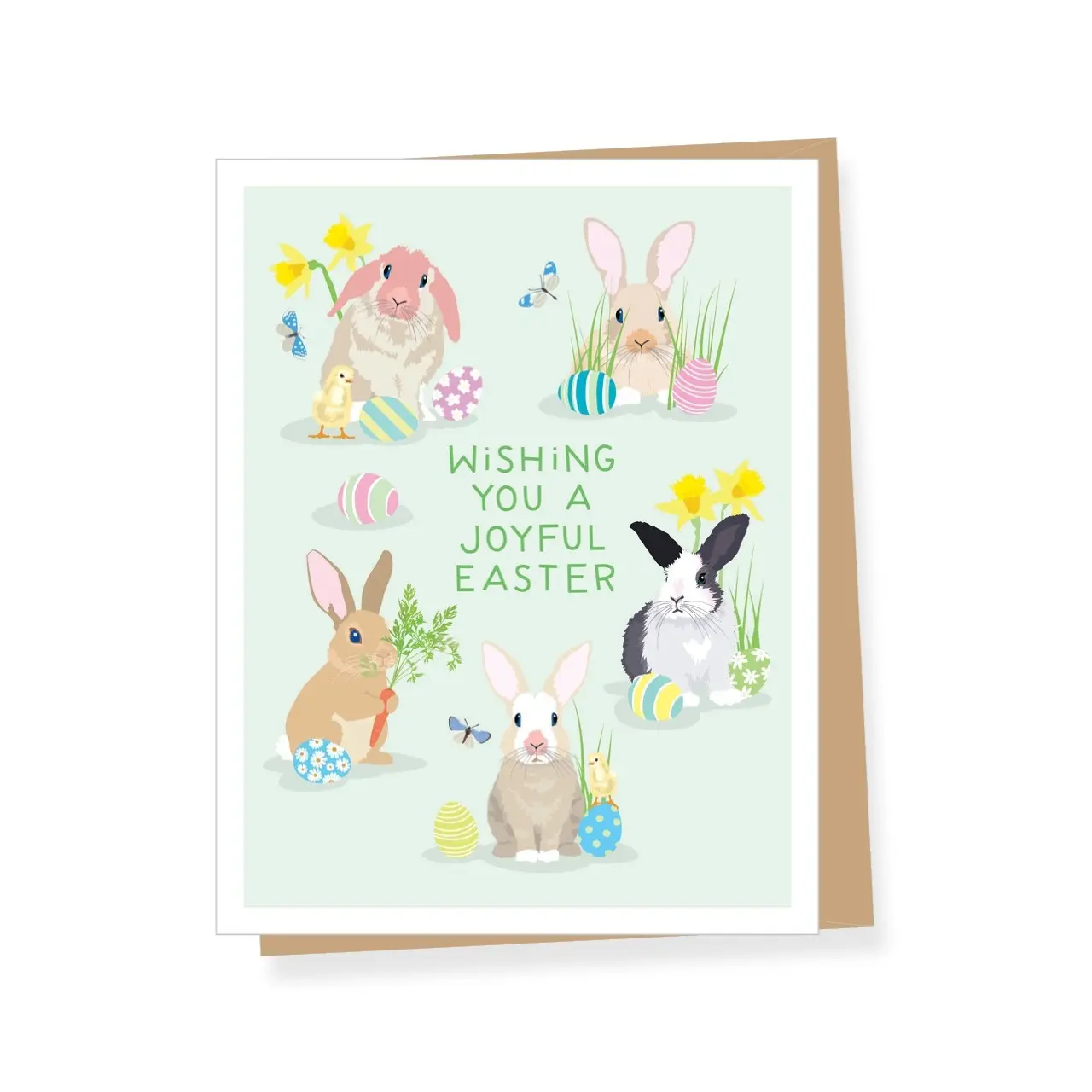 Spring Bunnies And Eggs Easter Card