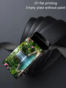 Men's Belt with Dreamy Tropical Rainforest Print, Automatic, Fashionable Metal Buckle, Business Casual, Perfect for Father's Day & Valentine's Gift