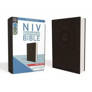 NIV, Value Thinline Bible, Large Print, Imitation Leather, Gray/Black - Imitation Leather