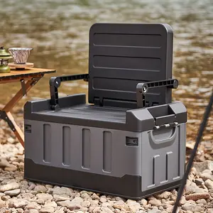 Backrest Seat Type Folding Storage Box Outdoor Car Fishing Stool Folding Box Outdoor Leisure Camping Storage Box