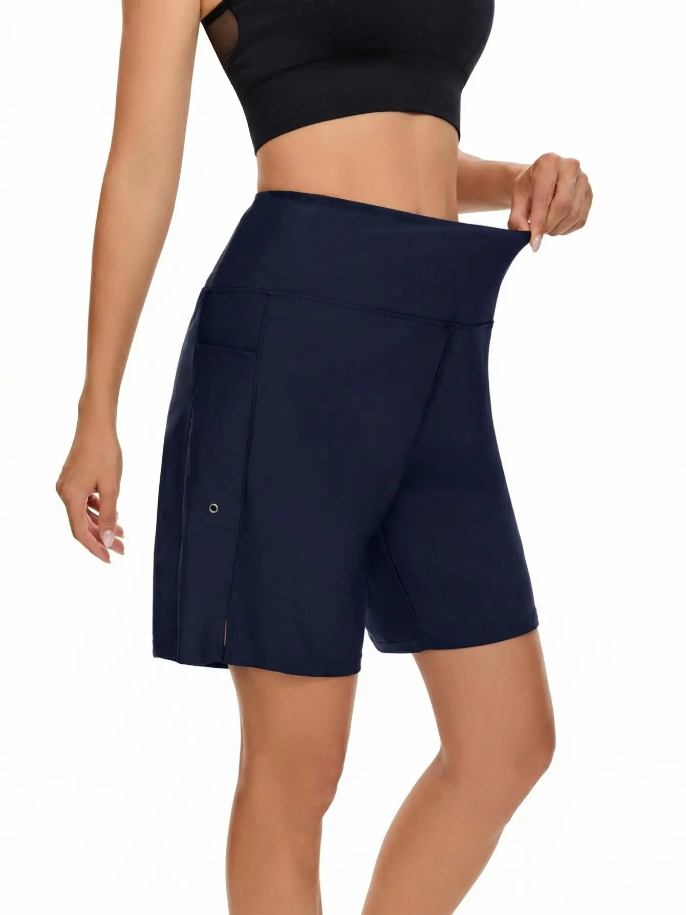 Women's 6.9" Swim Board Shorts, High Waisted with Liner & Pockets, Quick Dry
