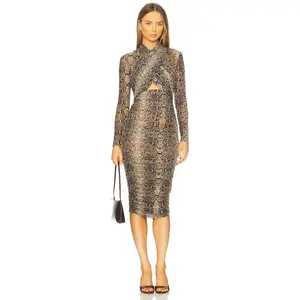 Bardot Aliyah Printed Midi Dress in Snake Skin