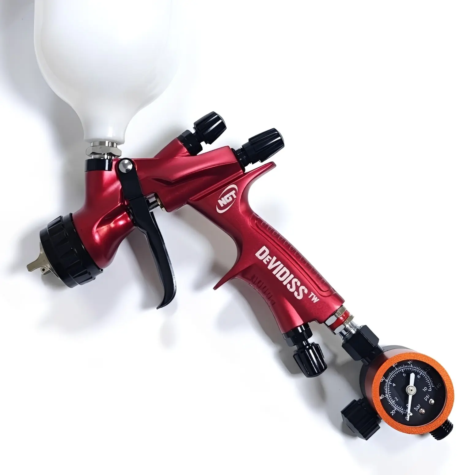 Devidiss Hvlp Ngt Pro Te20 Lite Spray Gun Set, Professional 1.3mm Nozzle with Pressure Gauge Regulator, Ideal for Clearcoat Application, Paint Spraying Tool, Spray Painting Tool