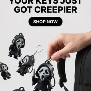 Flexi Ghostface 3D Printed Keychain, Halloween Character Keychain, Spooky Slasher Gift, Horror Collectible, Halloween Bag Charm, 3D Printed Keychains, Halloween Character Keychains