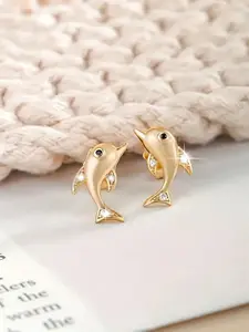 1 Pair Fashion Cubic Zirconia Stud Dolphin Earrings For Women For Wedding Anniversary Engagement Party Jewelry Valentine's Day Gift