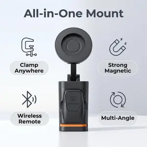 Magnetic phone holder with Bluetooth, multi-functional clip for attaching anywhere, car mount, and a great tool for shooting videos.