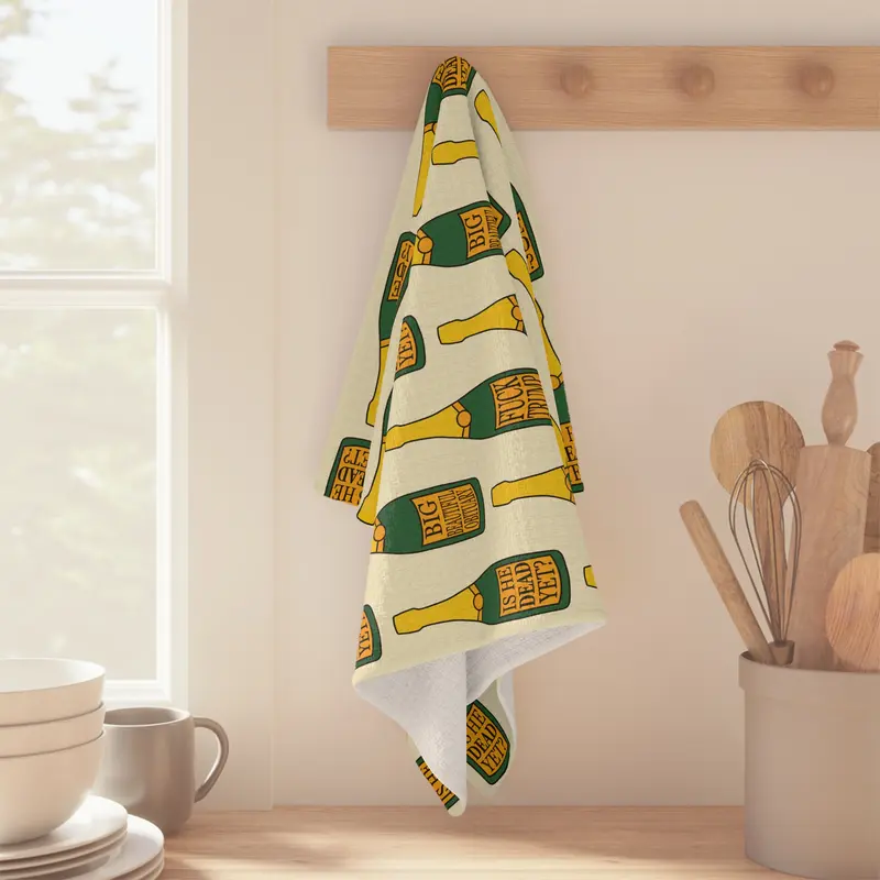 Slightly Subtle Champagne Bottle Pattern Microfiber Tea Towel | Sparkling Wine Kitchen Towel