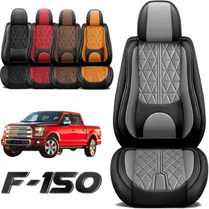Arespark Full Set 5 Seat Covers, Luxury Nappa Leather Pickup Seat Cushion Cover Fit for 2015-2025 Ford F150 SuperCrew & 2017-2025 F250 F350 F450 Super Duty Crew Cab XL XLT Lariat King Ranch Platinum(Full Set/Black)