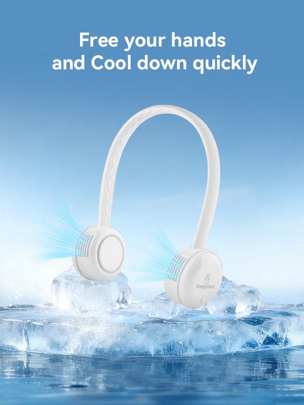 SnapGear Duo Neck Fan, 180° Adjustable Headphone Style Bladeless Foldable Lightweight Hair-Friendly Hands-Free Personal Cooling Fan for Travel, Gym, Hiking, Camping, Outdoor Sports & Summer