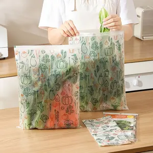 4 Pcs Antibacterial Reusable Food Storage Bags, Transparent Moisture-Proof Fridge Produce Saver Bags, Freshness Preservation Organizer