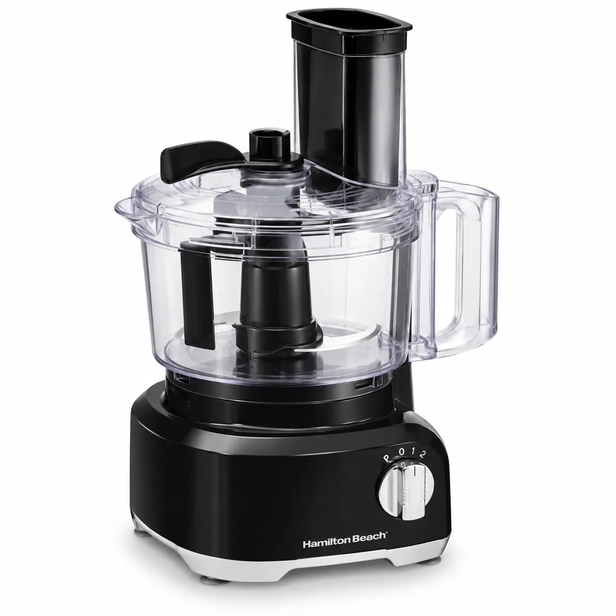 Hamilton Beach R70743 Food Processor - Black Base, Transparent Bowl, Pulse-Continuous Functions for Efficient Cooking