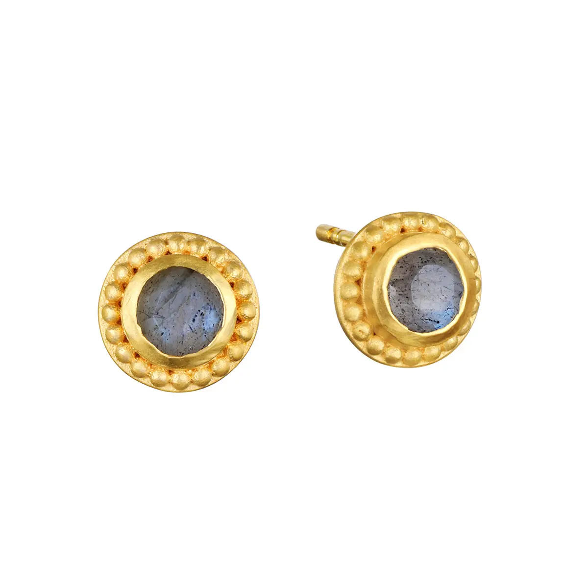 Satya Jewelry 7mm Tap Into Intuition Labradorite Stud Earrings, Platinum & Carat Gold Jewelry Accessory, 7Mm Earrings, Earring Stacking Set