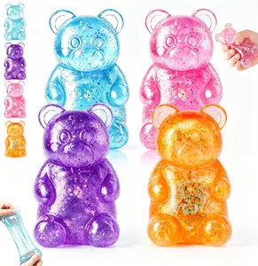 4 Count Gummy Bear - Sensory Fidget Toy with Glitter Liquid Filling, Squeeze Toys, Stress Toys, Stress Relief Toys, Fidget Toy, Birthday Gifts, Gift Bag Stuffing #SummerWins #DealsForYouDays