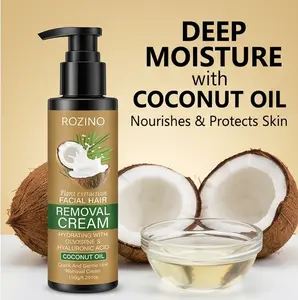 ROZINO Facial    with  , Gentle & Painless  Remover for Sensitive Skin, 5.29 oz Coconut Oil Hair Cream Removal balm bush pro