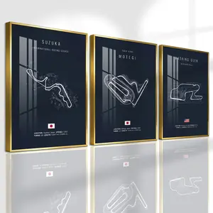 3 Count Aluminum Alloy Frame Canvas, Fashion Poster Racing Track Map Art Print, Modern Living Room Decoration, Light Luxury Family Art, Suitable For Bedroom, Corridor And Office Wall Decor, Gift